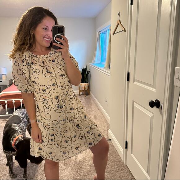 APIECE APART Cream Abstract Floral Cotton Mini Dress Medium - Picture 4 of 11